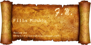 Filla Mihály névjegykártya
